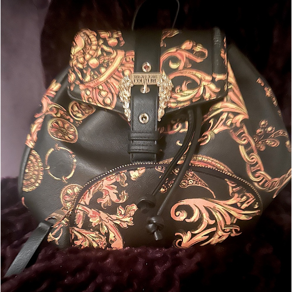 Versace Jean Coulture black & gold backpack with adjustable straps. Nwot